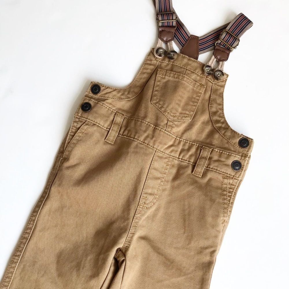 Joe Fresh tan denim overalls EUC 6-12 months - Picture 2 of 3
